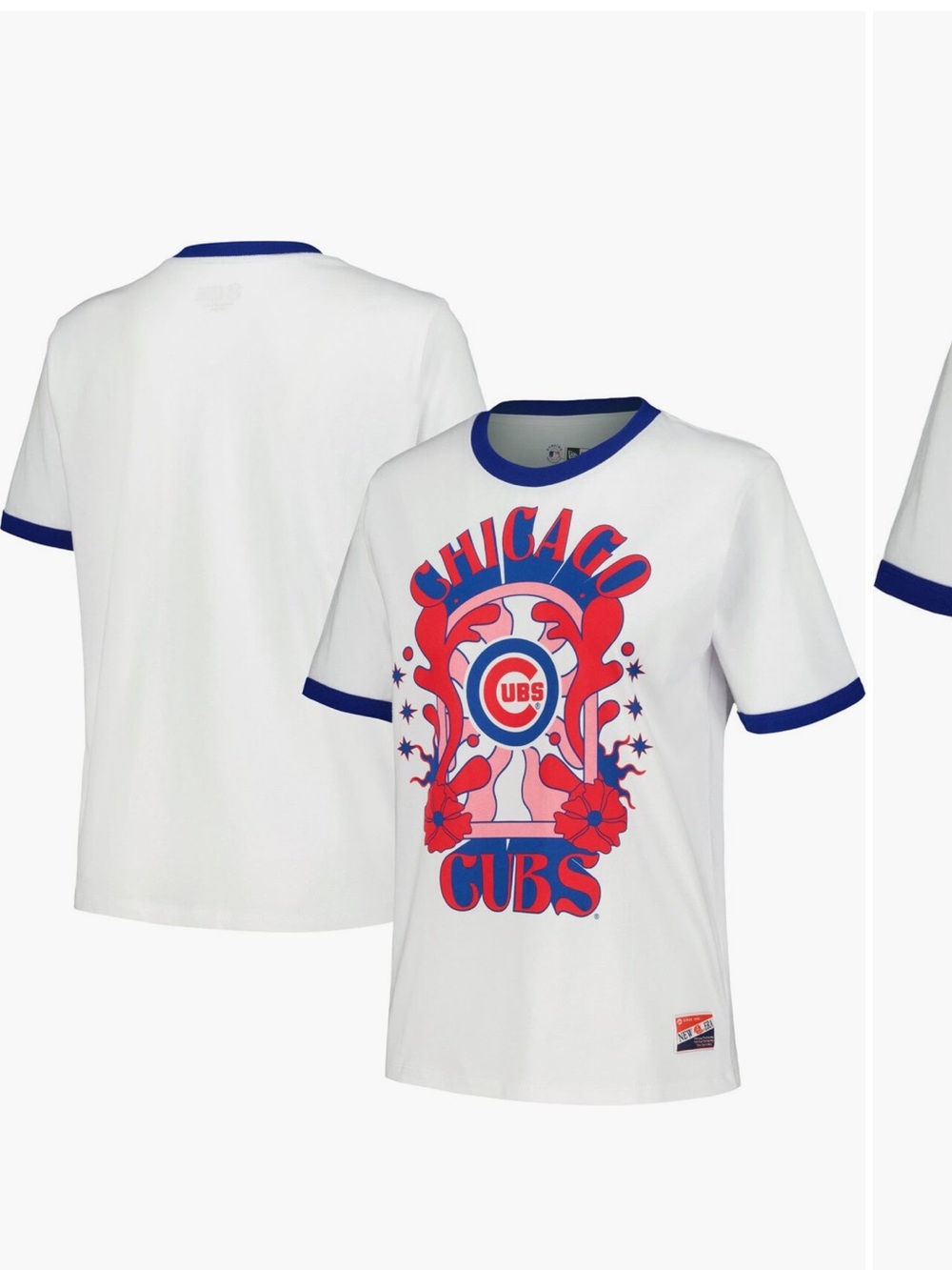 New Era White Chicago Cubs Oversized Ringer Tee